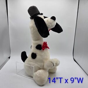 Vintage 1985 Lynn Weinberg Enesco Plush Dog Black Top Hat Red Bow Tie Polka Dot